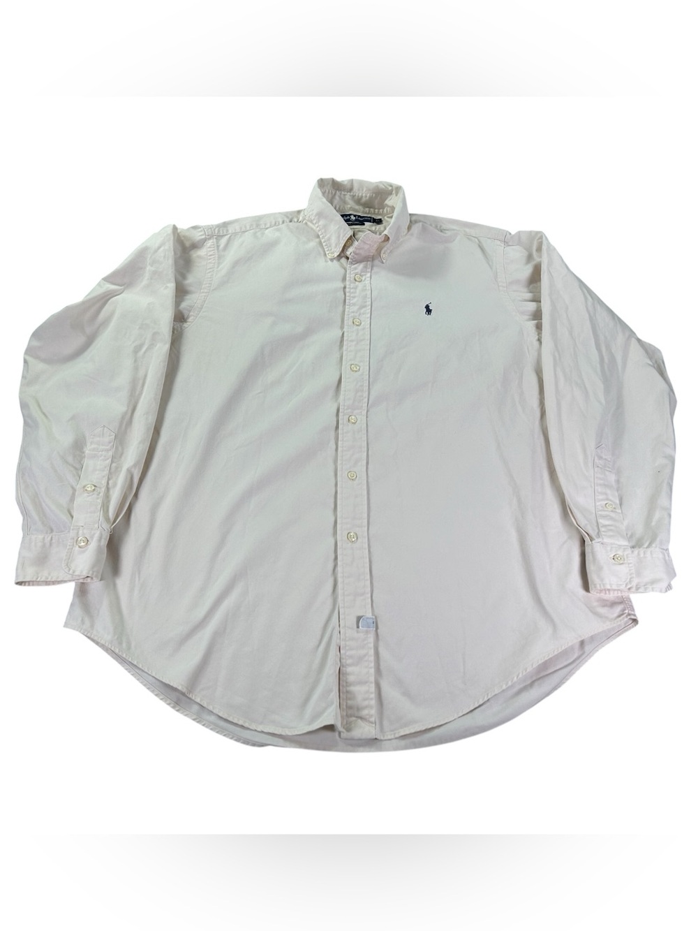 Vintage Ralph Lauren Oxford Shirt Men’s XL White Ivory Navy Pony 90s Button Down